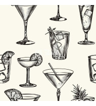 Cocktail Patterns - Hand-Drawn Vector Illustrations