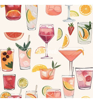 Cocktail Patterns - Hand-Drawn Vector Illustrations