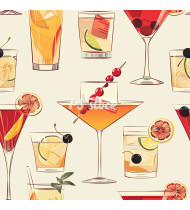 Cocktail Patterns - Hand-Drawn Vector Illustrations