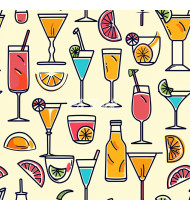 Cocktail Patterns - Hand-Drawn Vector Illustrations