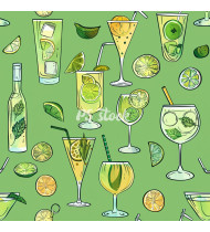 Cocktail Patterns - Hand-Drawn Vector Illustrations