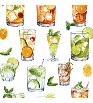 Cocktail Patterns - Hand-Drawn Vector Illustrations