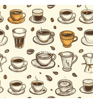 Coffee Patterns - Hand-Drawn Vector Illustrations