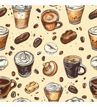 Coffee Patterns - Hand-Drawn Vector Illustrations