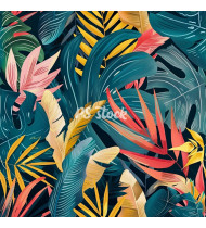 Jungle Patterns in Modern Flat Line Style - Hand-Drawn Vector Illustration