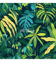 Jungle Patterns in Modern Flat Line Style - Hand-Drawn Vector Illustration