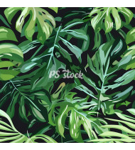 Jungle Patterns in Modern Flat Line Style - Hand-Drawn Vector Illustration