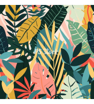 Jungle Patterns in Modern Flat Line Style - Hand-Drawn Vector Illustration