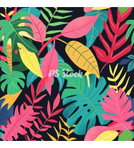 Jungle Patterns in Modern Flat Line Style - Hand-Drawn Vector Illustration