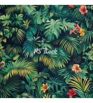 Jungle Patterns in Modern Flat Line Style - Hand-Drawn Vector Illustration