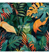 Jungle Patterns in Modern Flat Line Style - Hand-Drawn Vector Illustration