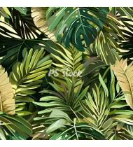 Jungle Patterns in Modern Flat Line Style - Hand-Drawn Vector Illustration