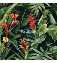 Jungle Patterns in Modern Flat Line Style - Hand-Drawn Vector Illustration