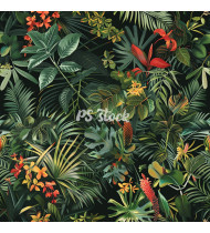 Jungle Patterns in Modern Flat Line Style - Hand-Drawn Vector Illustration