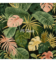 Jungle Patterns in Modern Flat Line Style - Hand-Drawn Vector Illustration