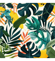 Jungle Patterns in Modern Flat Line Style - Hand-Drawn Vector Illustration