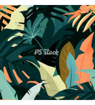 Jungle Patterns in Modern Flat Line Style - Hand-Drawn Vector Illustration