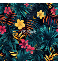 Jungle Patterns in Modern Flat Line Style - Hand-Drawn Vector Illustration