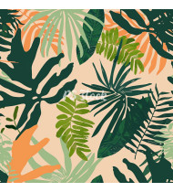 Jungle Patterns in Modern Flat Line Style - Hand-Drawn Vector Illustration