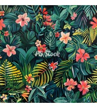 Jungle Patterns in Modern Flat Line Style - Hand-Drawn Vector Illustration