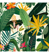 Jungle Patterns in Modern Flat Line Style - Hand-Drawn Vector Illustration