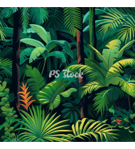 Jungle Patterns in Modern Flat Line Style - Hand-Drawn Vector Illustration