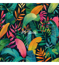 Jungle Patterns in Modern Flat Line Style - Hand-Drawn Vector Illustration