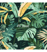 Jungle Patterns in Modern Flat Line Style - Hand-Drawn Vector Illustration