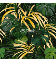 Jungle Patterns in Modern Flat Line Style - Hand-Drawn Vector Illustration