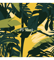 Jungle Patterns in Modern Flat Line Style - Hand-Drawn Vector Illustration