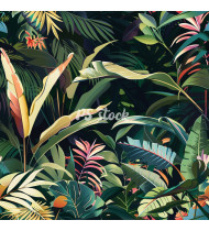 Jungle Patterns in Modern Flat Line Style - Hand-Drawn Vector Illustration