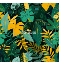 Jungle Patterns in Modern Flat Line Style - Hand-Drawn Vector Illustration