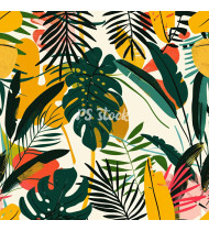 Jungle Patterns in Modern Flat Line Style - Hand-Drawn Vector Illustration