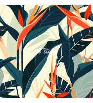 Jungle Patterns in Modern Flat Line Style - Hand-Drawn Vector Illustration