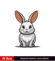Sitting Rabbit Mascot Logo Design