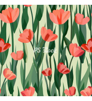 Spring Patterns in Modern Flat Line Style - Hand-Drawn Vector Illustration