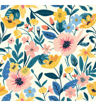 Spring Patterns in Modern Flat Line Style - Hand-Drawn Vector Illustration