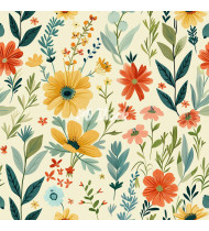 Spring Patterns in Modern Flat Line Style - Hand-Drawn Vector Illustration