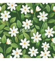 Spring Patterns in Modern Flat Line Style - Hand-Drawn Vector Illustration