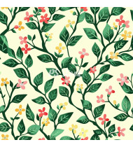 Spring Patterns in Modern Flat Line Style - Hand-Drawn Vector Illustration