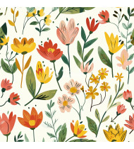 Spring Patterns in Modern Flat Line Style - Hand-Drawn Vector Illustration