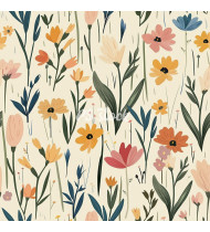 Spring Patterns in Modern Flat Line Style - Hand-Drawn Vector Illustration