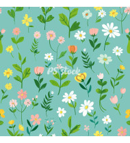 Spring Patterns in Modern Flat Line Style - Hand-Drawn Vector Illustration