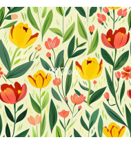 Spring Patterns in Modern Flat Line Style - Hand-Drawn Vector Illustration