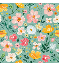 Spring Patterns in Modern Flat Line Style - Hand-Drawn Vector Illustration