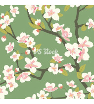 Spring Patterns in Modern Flat Line Style - Hand-Drawn Vector Illustration