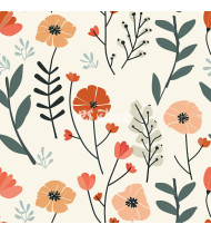 Spring Patterns in Modern Flat Line Style - Hand-Drawn Vector Illustration