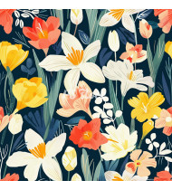 Spring Patterns in Modern Flat Line Style - Hand-Drawn Vector Illustration