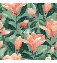 Spring Patterns in Modern Flat Line Style - Hand-Drawn Vector Illustration