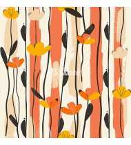 Spring Patterns in Modern Flat Line Style - Hand-Drawn Vector Illustration